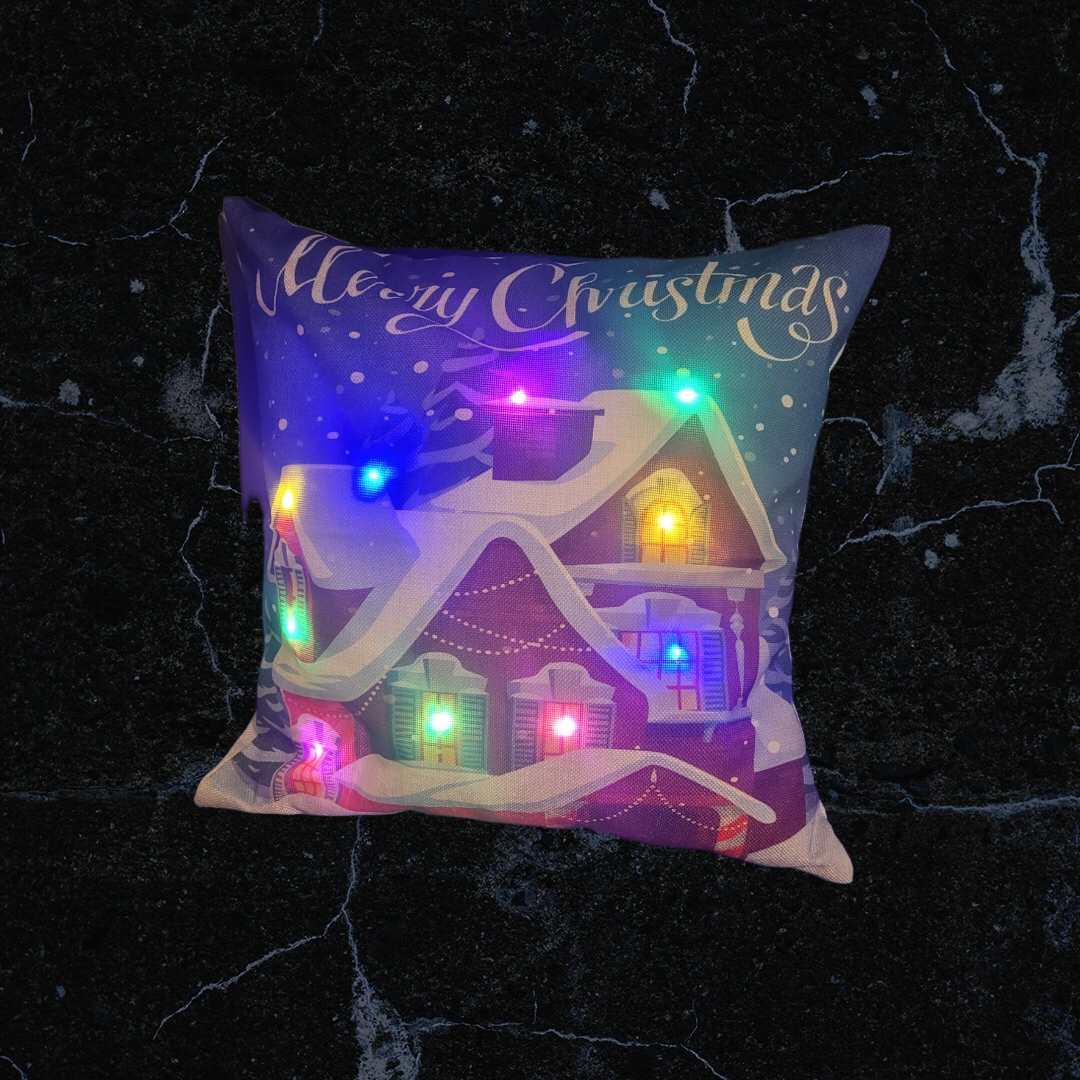 Jossiomi Decorative Christmas House LED Light Up Cushion Covers