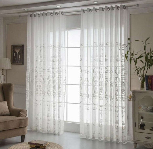 Jossiomi WIDE-WIDTH European Style Embroidered off-white Voile Sheer - Pack of 2
