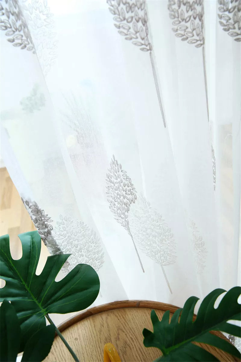 JOSSIOMI High Quality Embroidered Curtain Leaf Style Sheer Sets - 2 Panel Pack