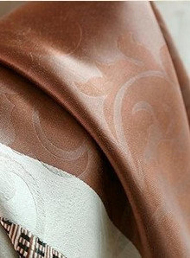 Jossiomi WIDE-WIDTH European Style Brown Embossed Jacquard 8 Panel curtains (includes matching sheers