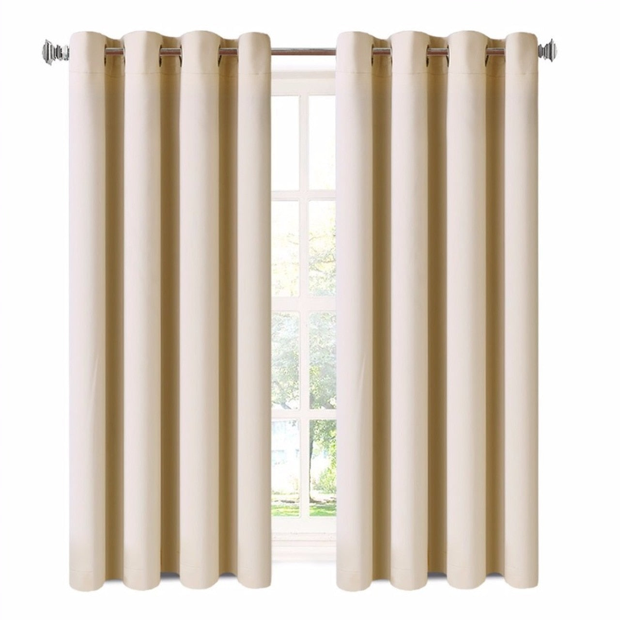 JOSSIOMI Premium High Quality Ivory Thermal Plain Blackout Draperies - 2 & 4 Pack Panels