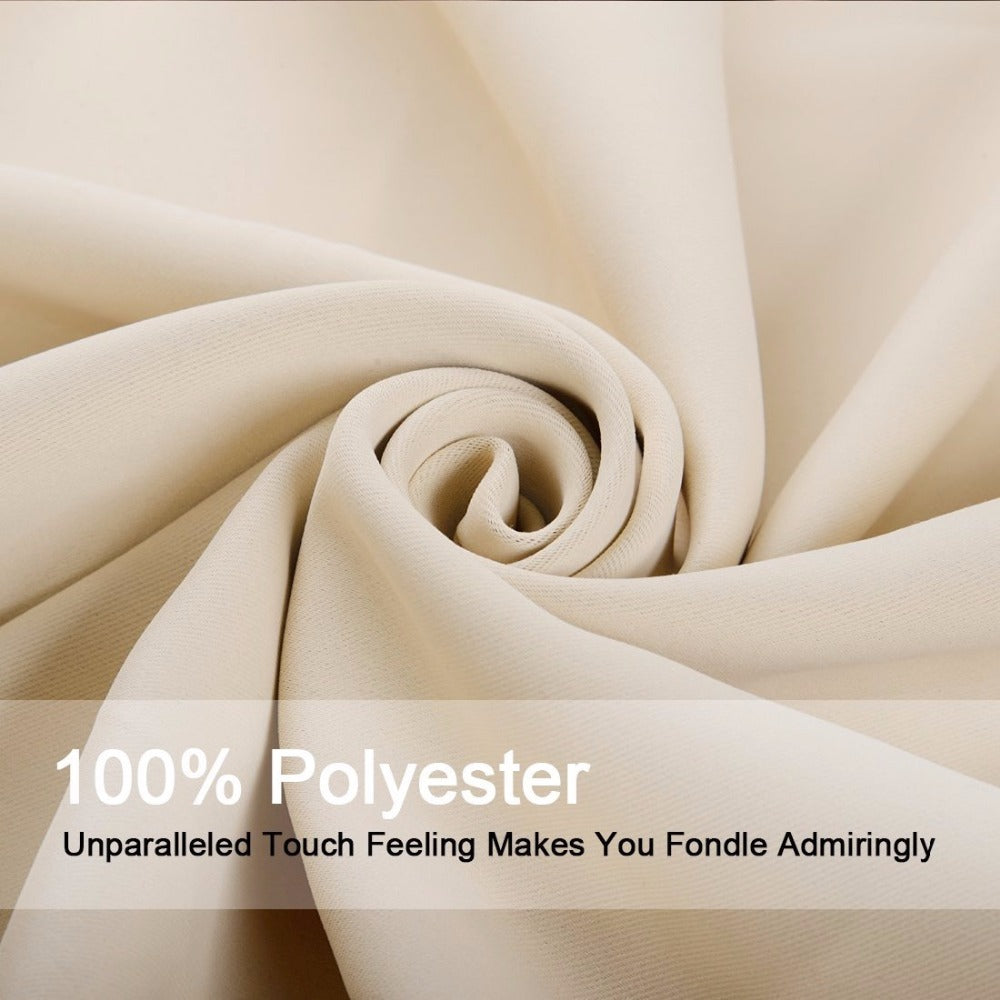 JOSSIOMI Premium High Quality Ivory Thermal Plain Blackout Draperies - 2 & 4 Pack Panels