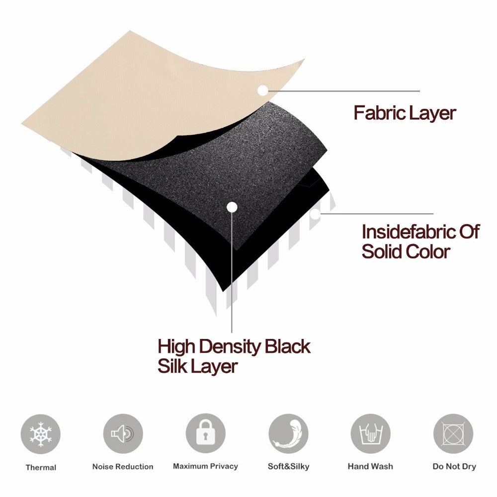 JOSSIOMI Premium High Quality Ivory Thermal Plain Blackout Draperies - 2 & 4 Pack Panels
