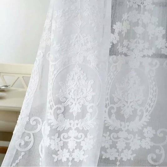 Jossiomi WIDE-WIDTH European Style Embroidered off-white Voile Sheer - Pack of 2