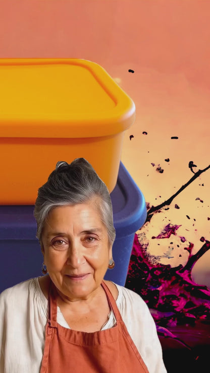 Silicone BENTO Food Storage Containers with Lids - Set of 2 Multi-Color in Canvas Bag (Purple-XL/Mustard-L)