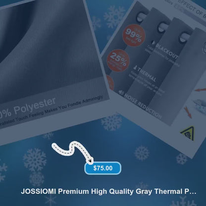 JOSSIOMI Premium High Quality Gray Thermal Plain Blackout Draperies - 4 Panel Pack (Includes Sheers) by@Vidoo