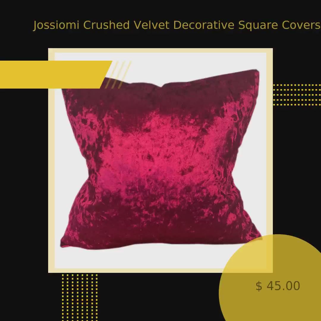 Jossiomi Crushed Velvet Decorative Square Covers - 20" x 20" - Pack of 2 by@Vidoo