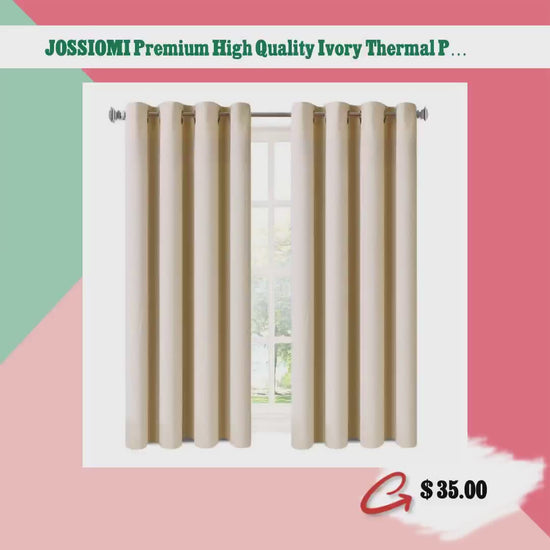 JOSSIOMI Premium High Quality Ivory Thermal Plain Blackout Draperies - 2 & 4 Pack Panels by@Vidoo