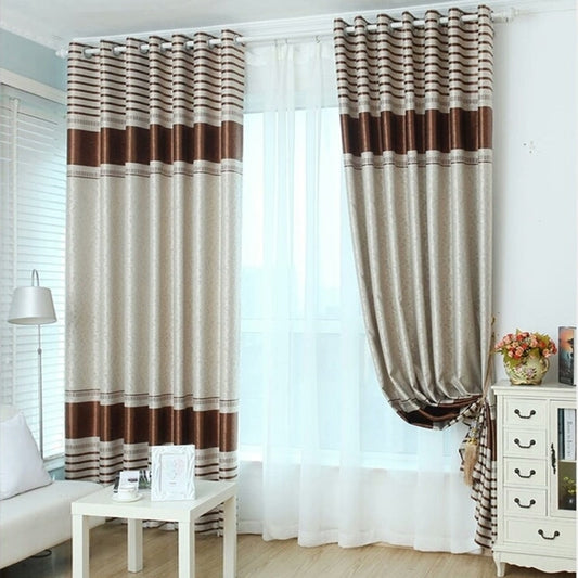 Jossiomi WIDE-WIDTH European Style Brown Embossed Jacquard 8 Panel curtains (includes matching sheers