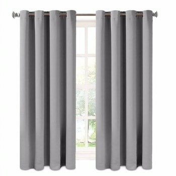 JOSSIOMI Premium High Quality Gray Thermal Plain Blackout Draperies - 4 Panel Packs